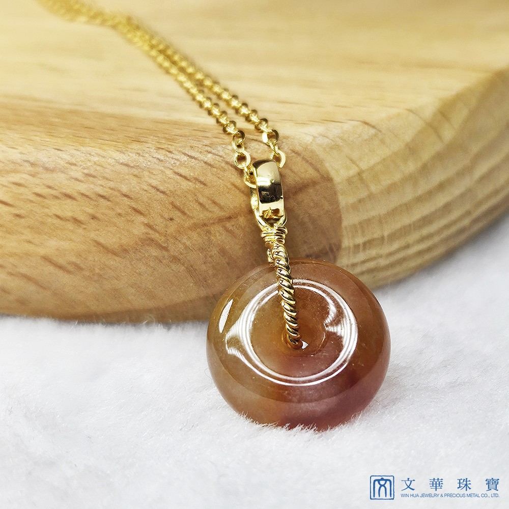 冰種紅翡平安扣黃K玉墜 (已售出)
