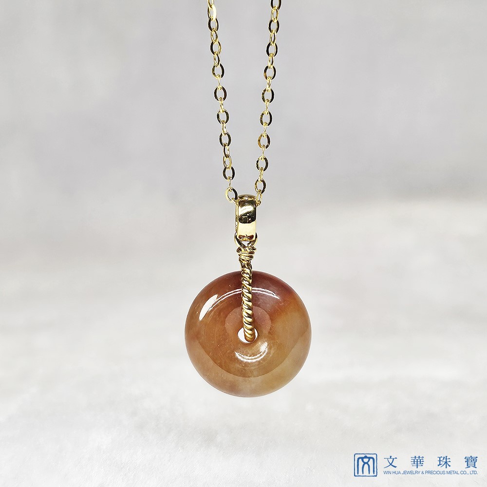 冰種紅翡平安扣黃K玉墜 (已售出)