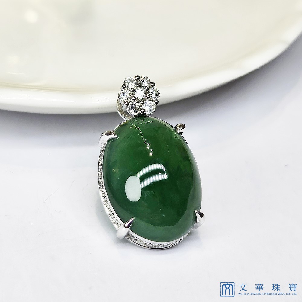 冰種豔綠蛋面玉墜