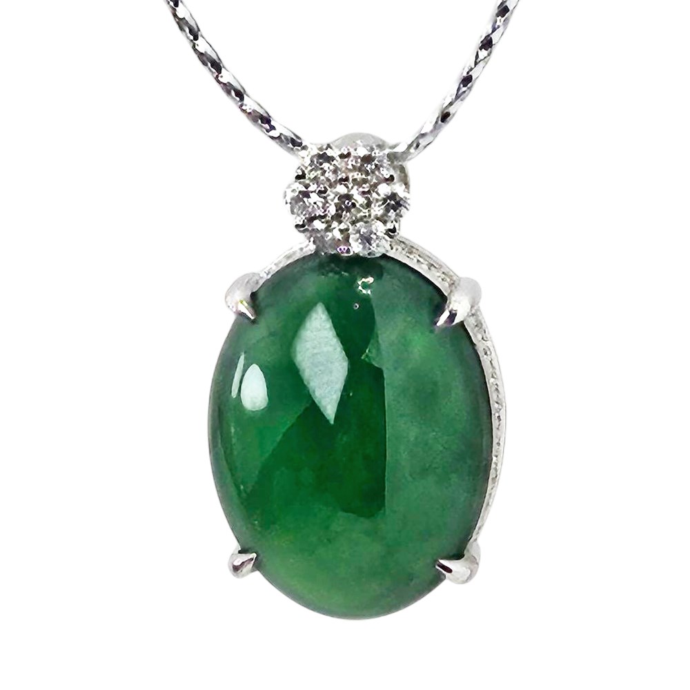 冰種豔綠蛋面玉墜