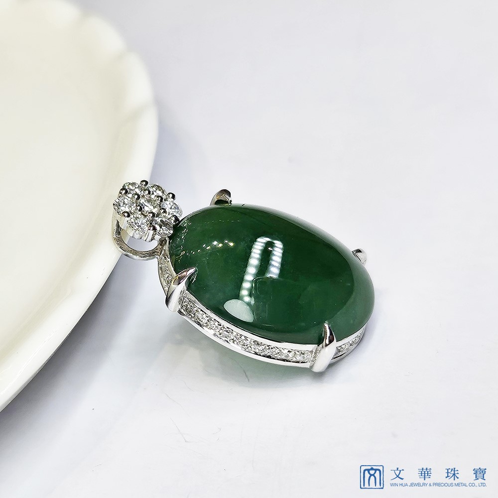 冰種豔綠蛋面玉墜