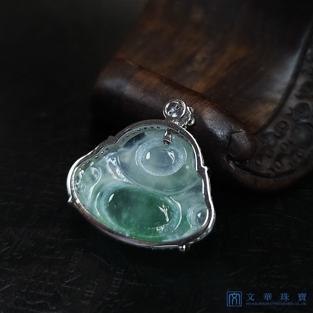 玻璃地金絲種彌勒佛玉墜(已售出)