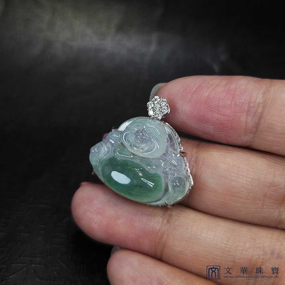 玻璃地金絲種彌勒佛玉墜(已售出)
