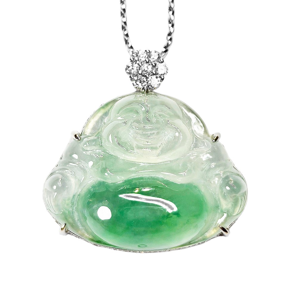 玻璃地金絲種彌勒佛玉墜(已售出)