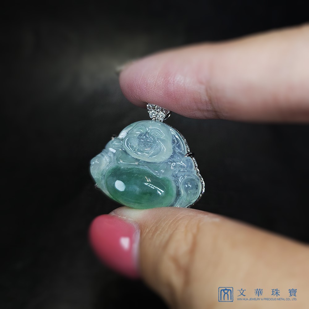 玻璃地金絲種彌勒佛玉墜(已售出)