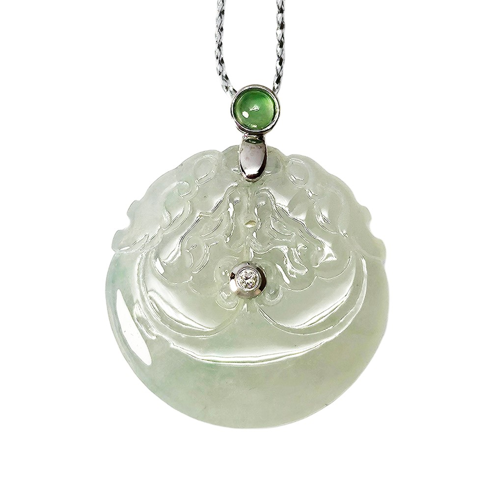 冰種芙蓉綠平安龍扣玉墜