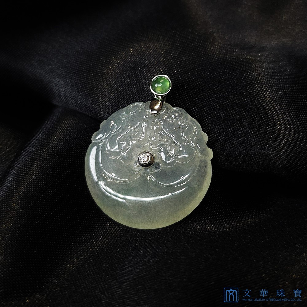 冰種芙蓉綠平安龍扣玉墜