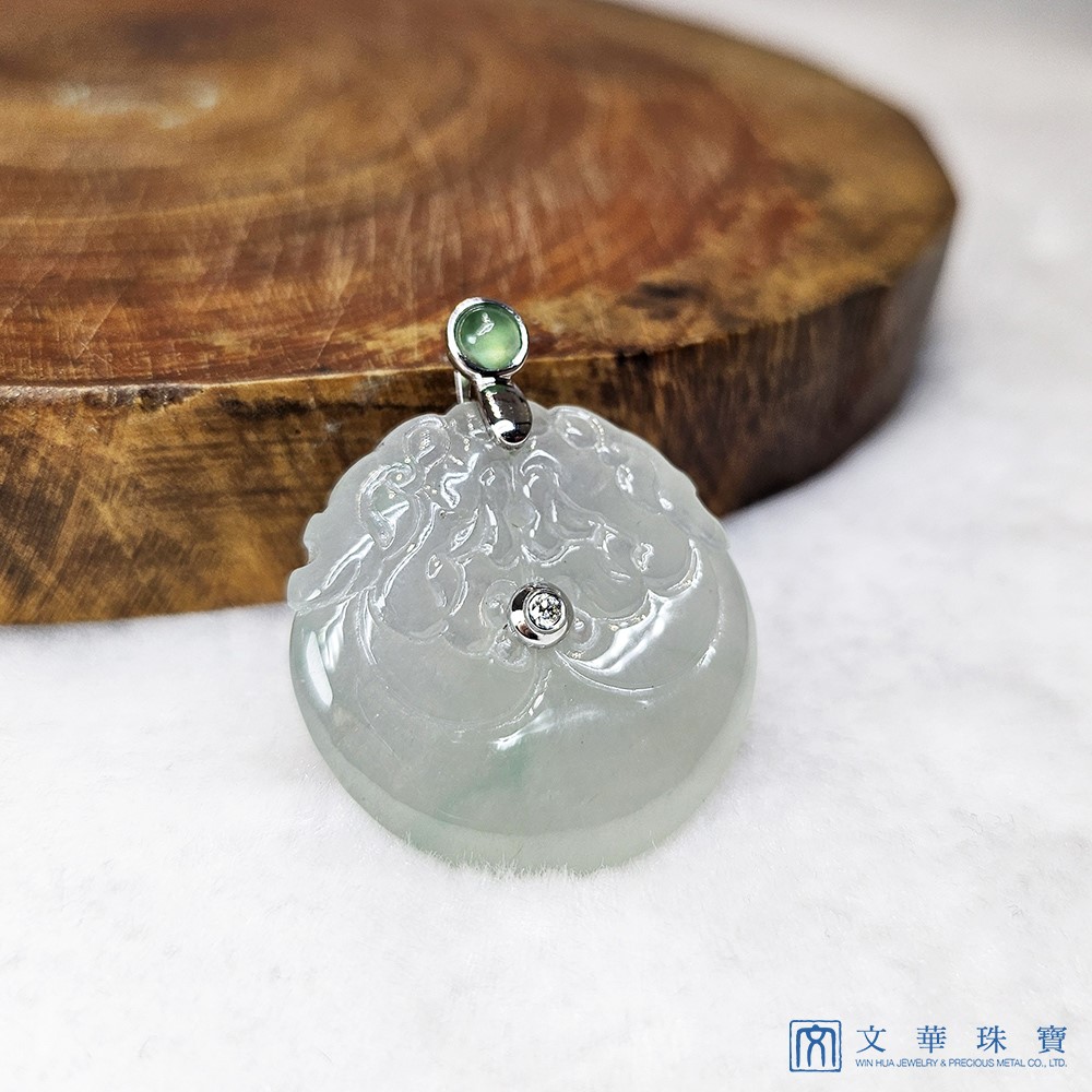 冰種芙蓉綠平安龍扣玉墜