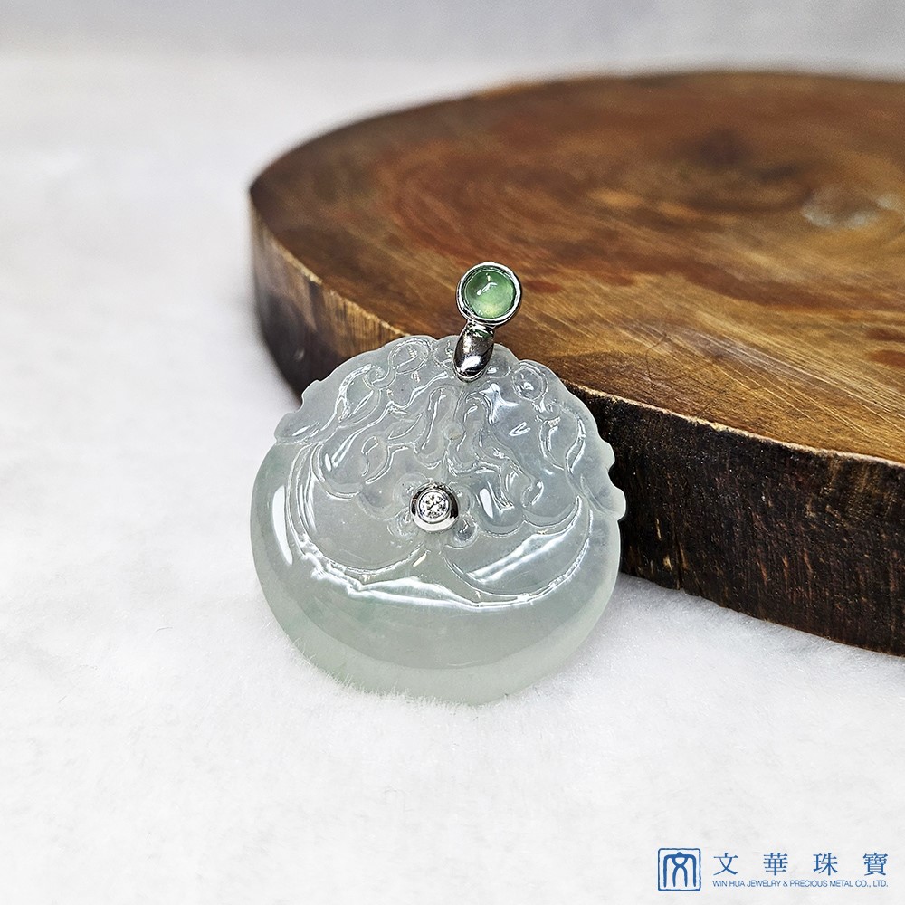 冰種芙蓉綠平安龍扣玉墜