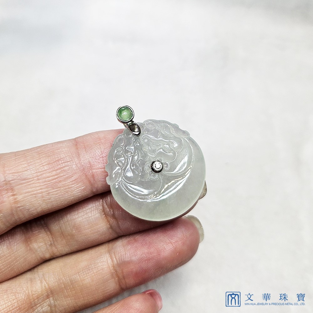 冰種芙蓉綠平安龍扣玉墜