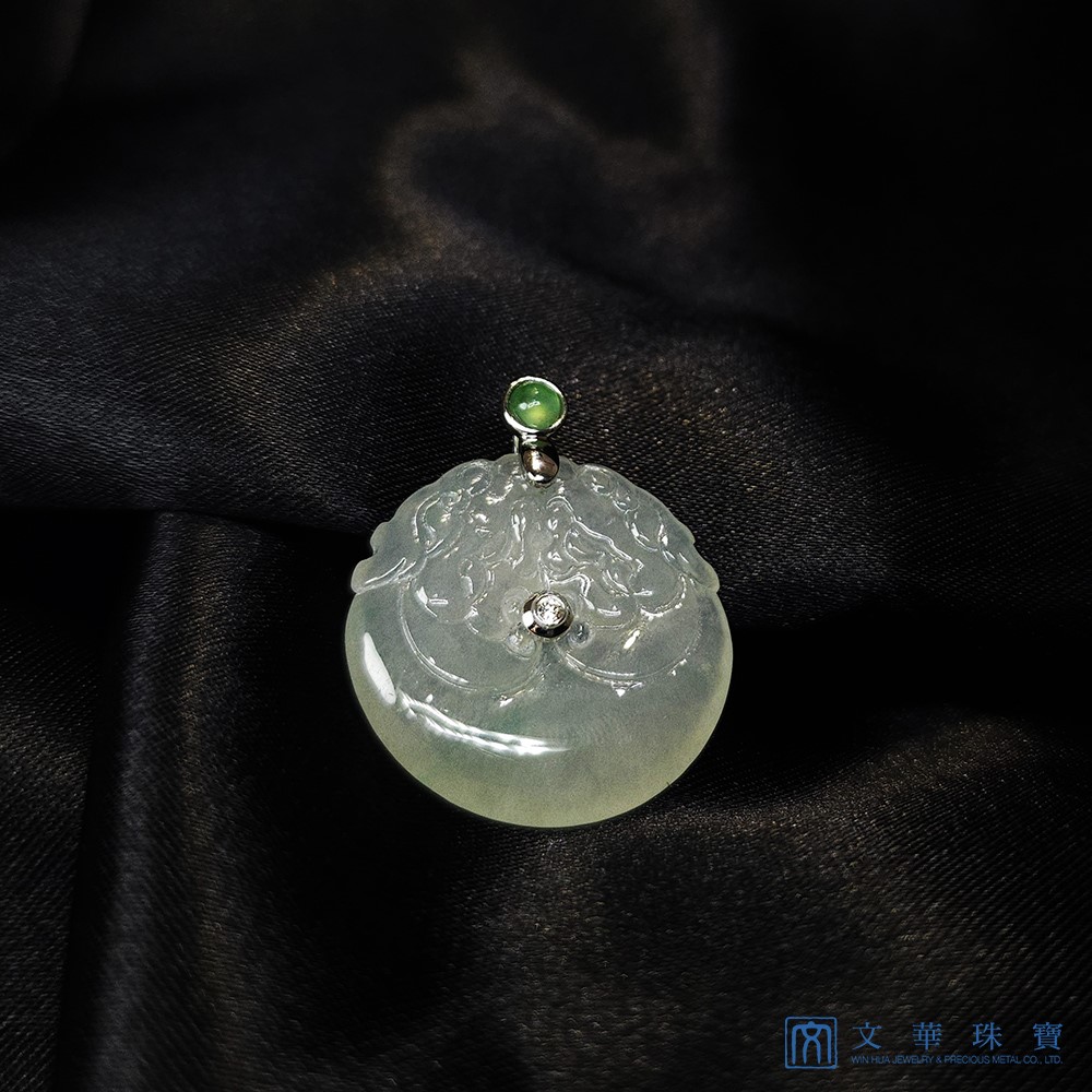 冰種芙蓉綠平安龍扣玉墜