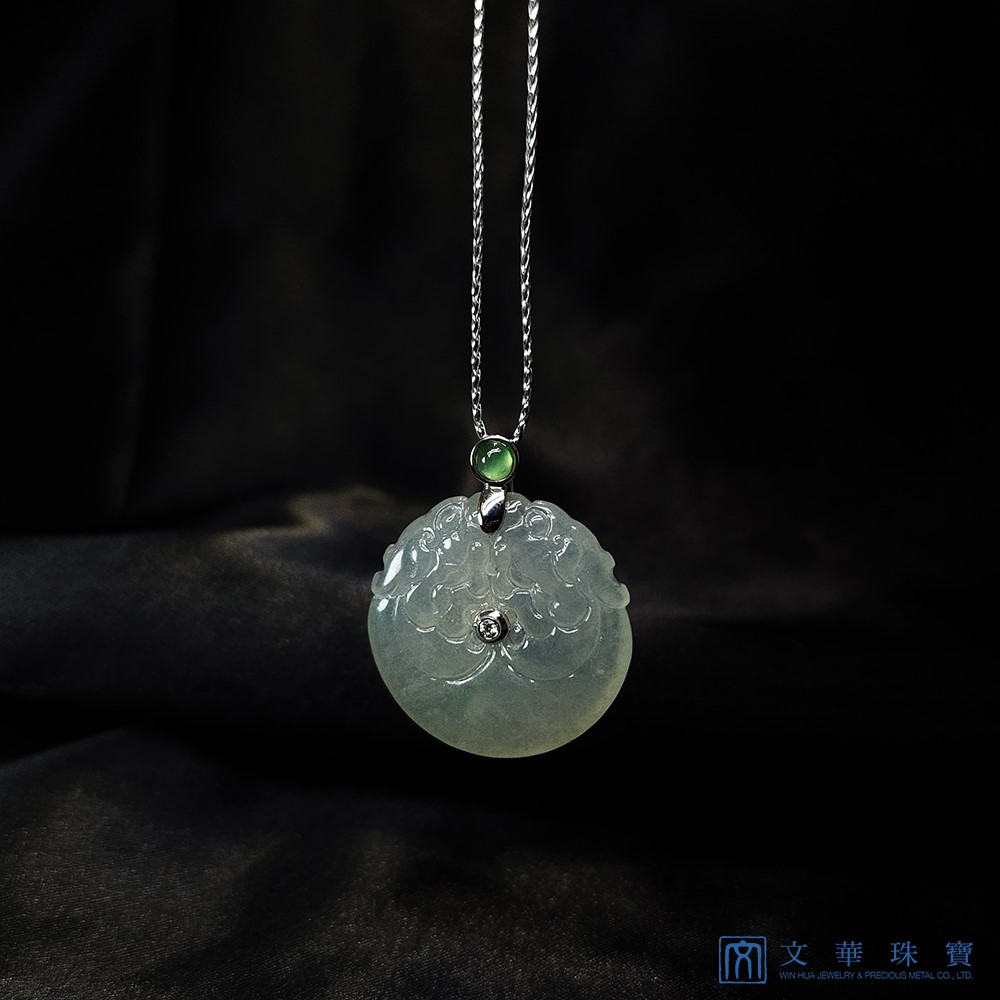 冰種芙蓉綠平安龍扣玉墜
