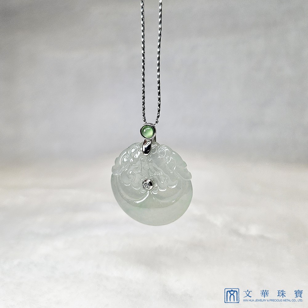 冰種芙蓉綠平安龍扣玉墜