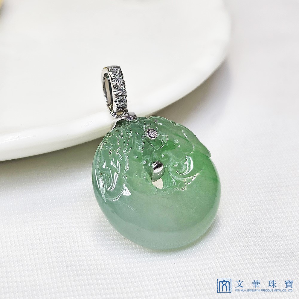 冰種翠綠平安龍扣鑽墜(已售出)