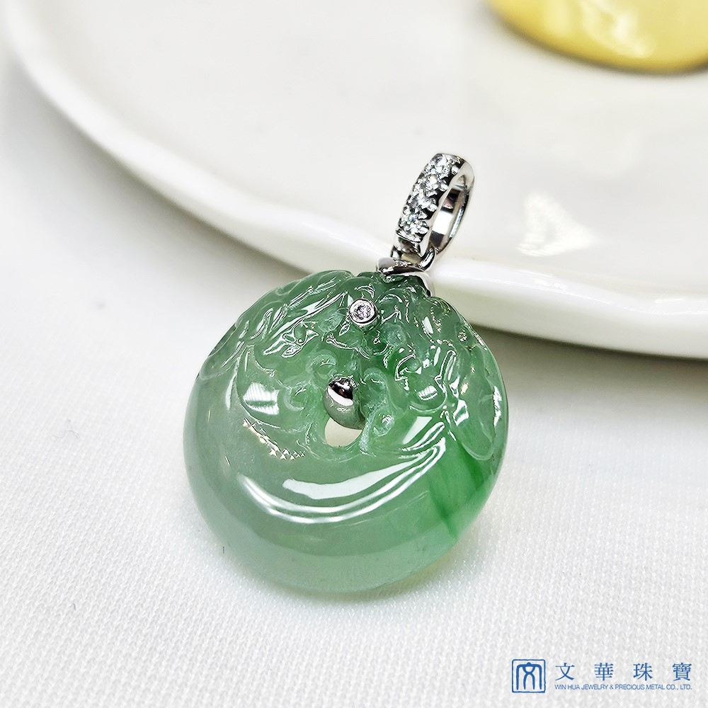 冰種翠綠平安龍扣鑽墜(已售出)