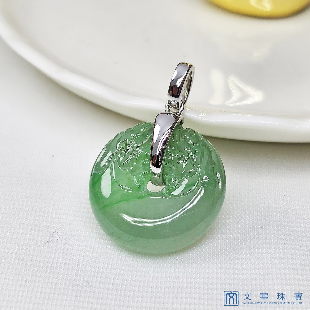 冰種翠綠平安龍扣鑽墜(已售出)