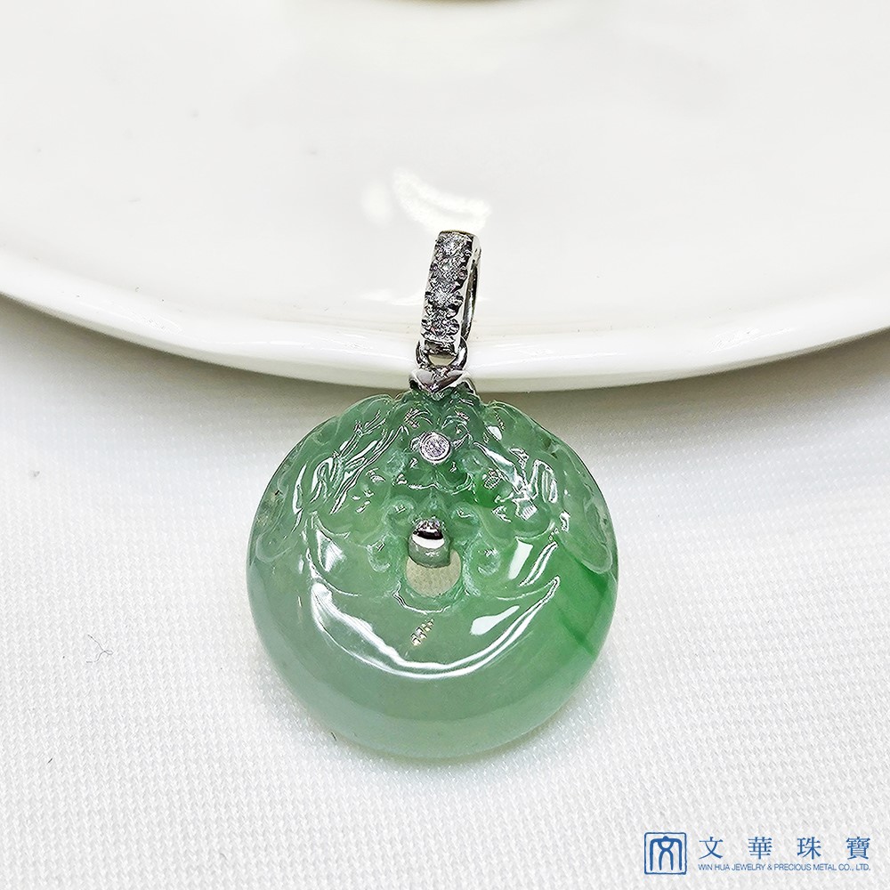 冰種翠綠平安龍扣鑽墜(已售出)