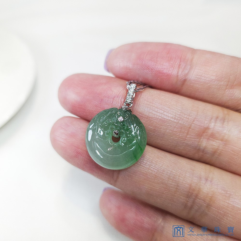 冰種翠綠平安龍扣鑽墜(已售出)