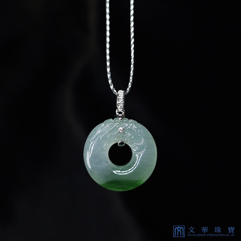 冰底帶綠雙龍戲珠平安扣(已售出)