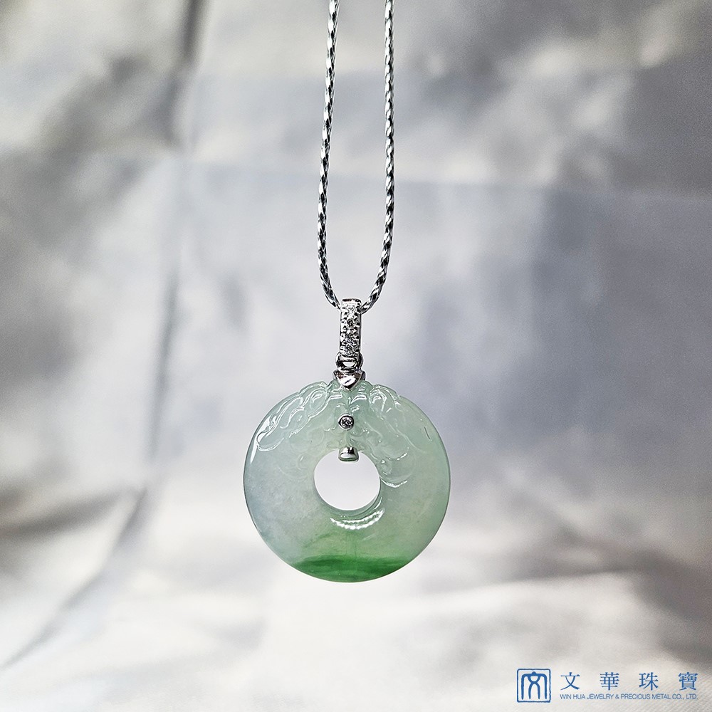 冰底帶綠雙龍戲珠平安扣(已售出)