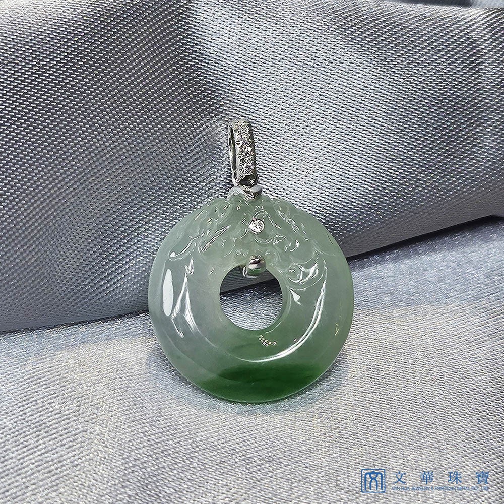 冰底帶綠雙龍戲珠平安扣(已售出)