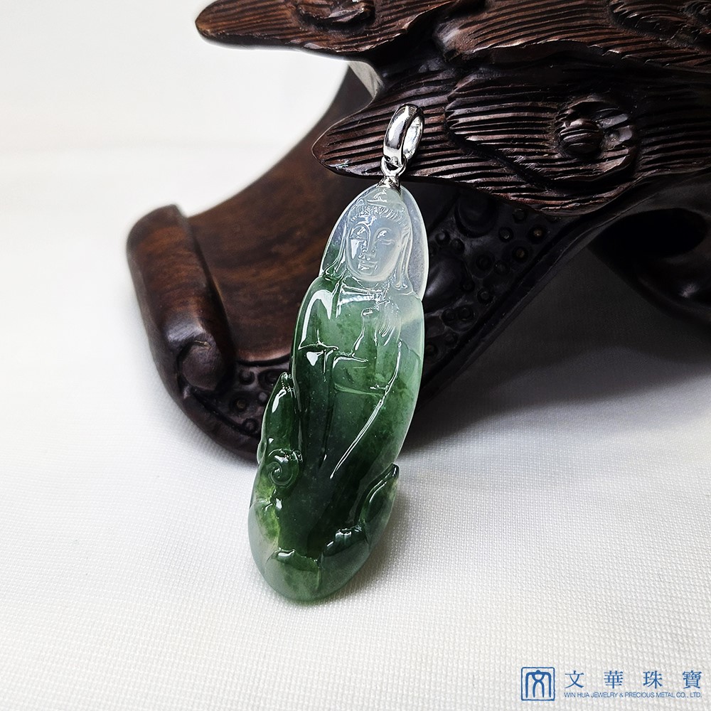 高冰飄花觀音玉墜(已售出)