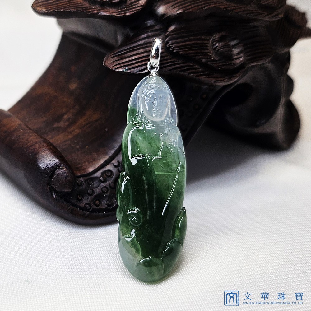 高冰飄花觀音玉墜(已售出)