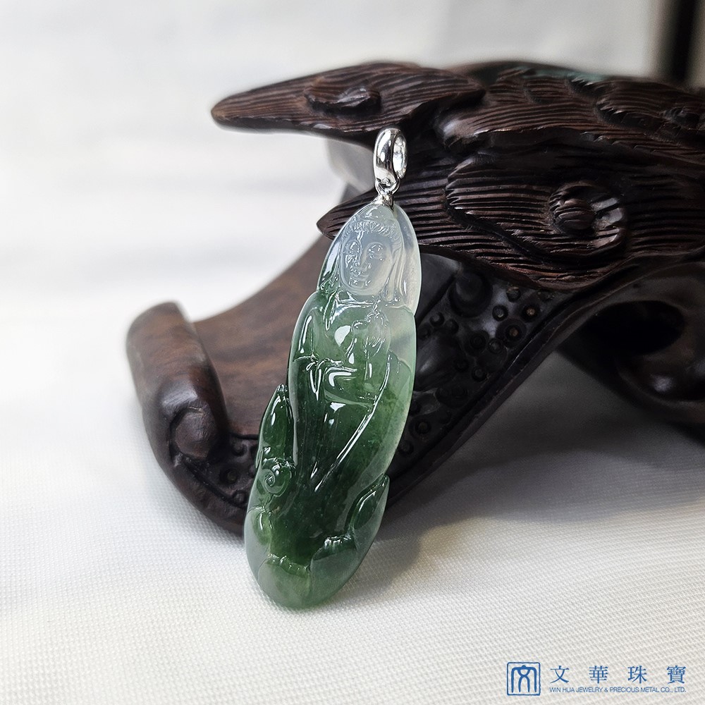 高冰飄花觀音玉墜(已售出)