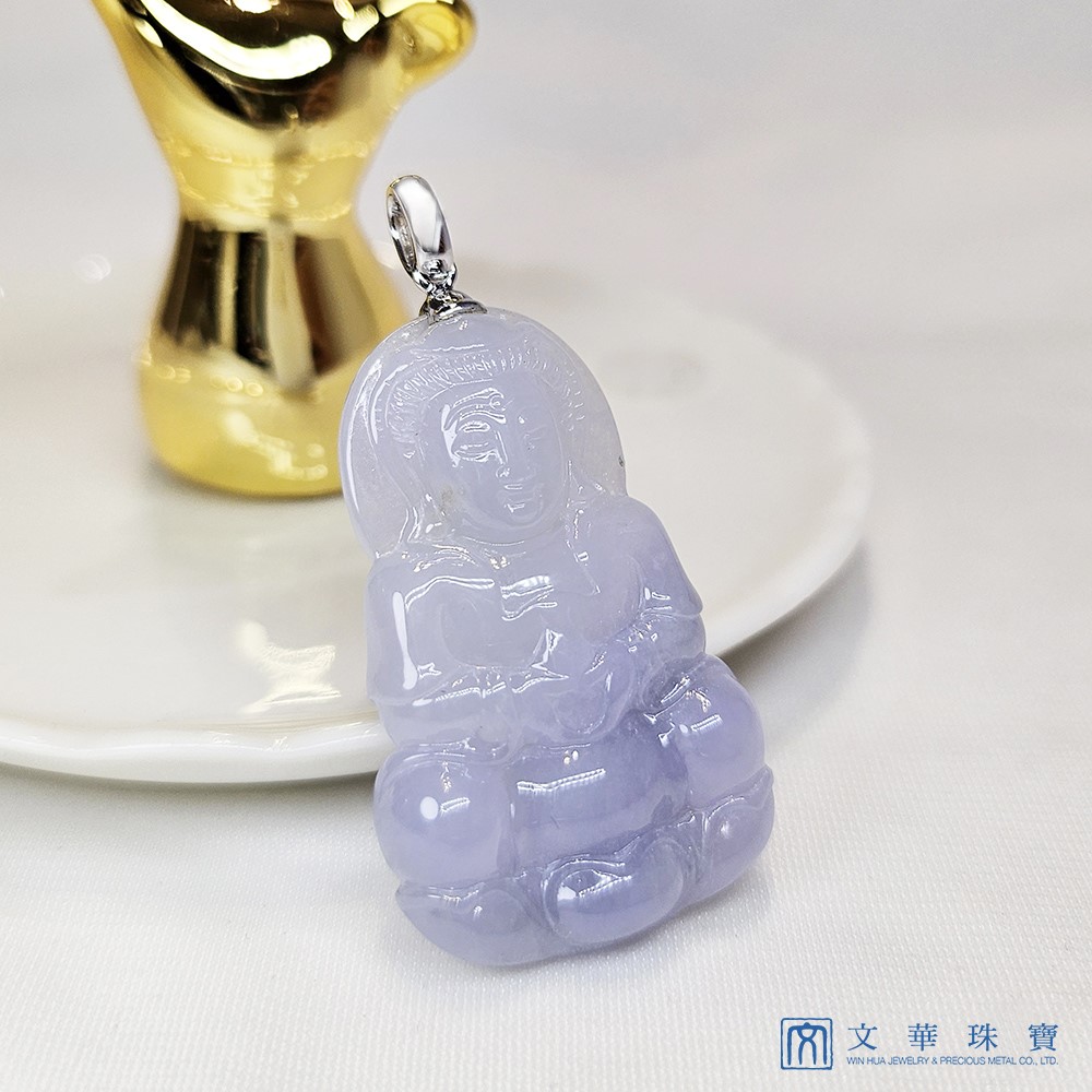 翡翠粉紫觀音玉墜