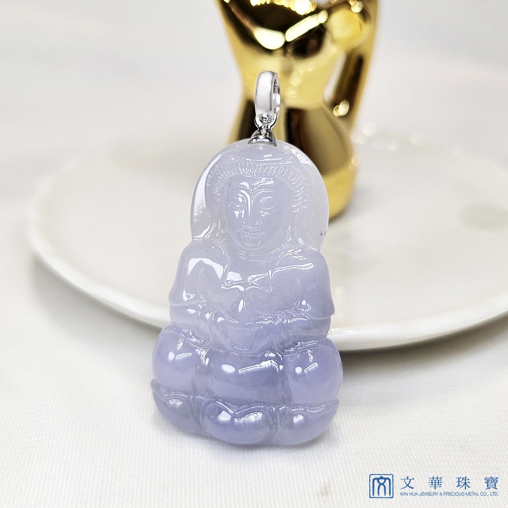 翡翠粉紫觀音玉墜