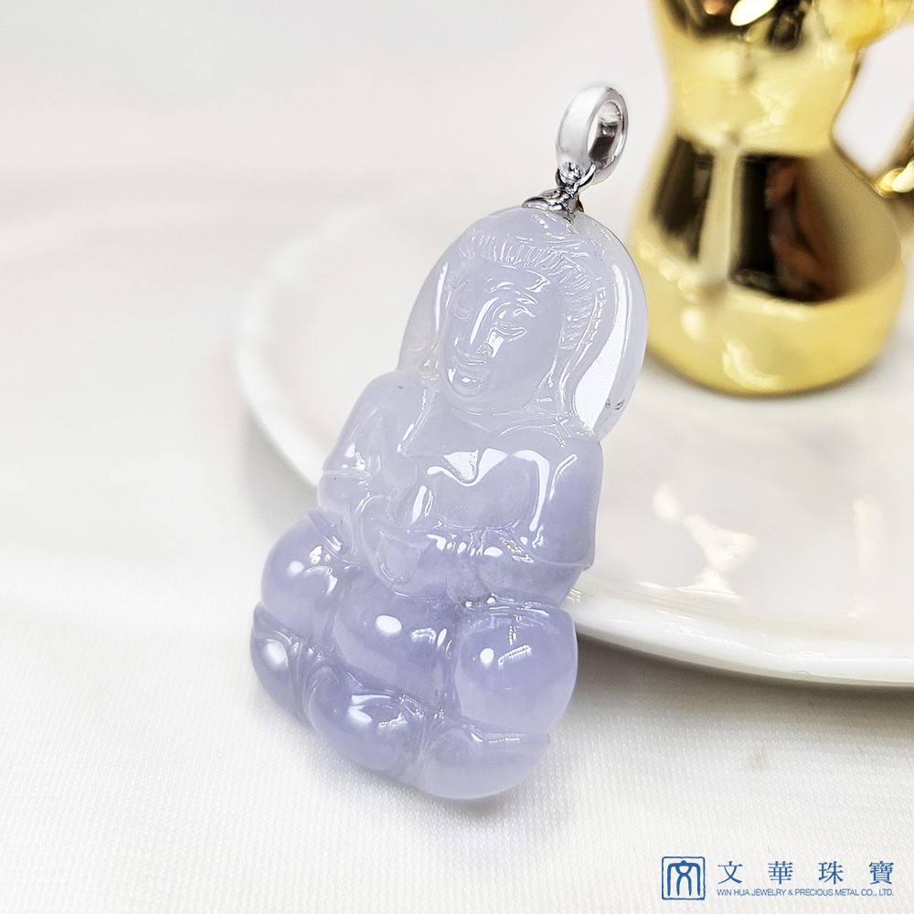 翡翠粉紫觀音玉墜