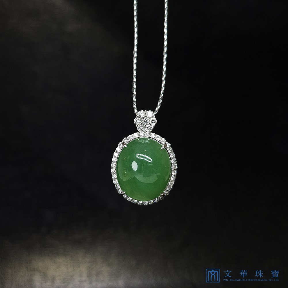 翡翠冰種滿綠大蛋面玉墜