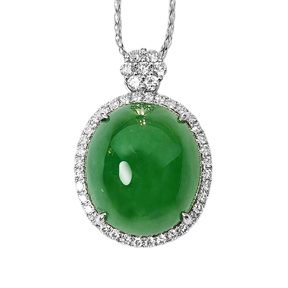 翡翠冰種滿綠大蛋面玉墜