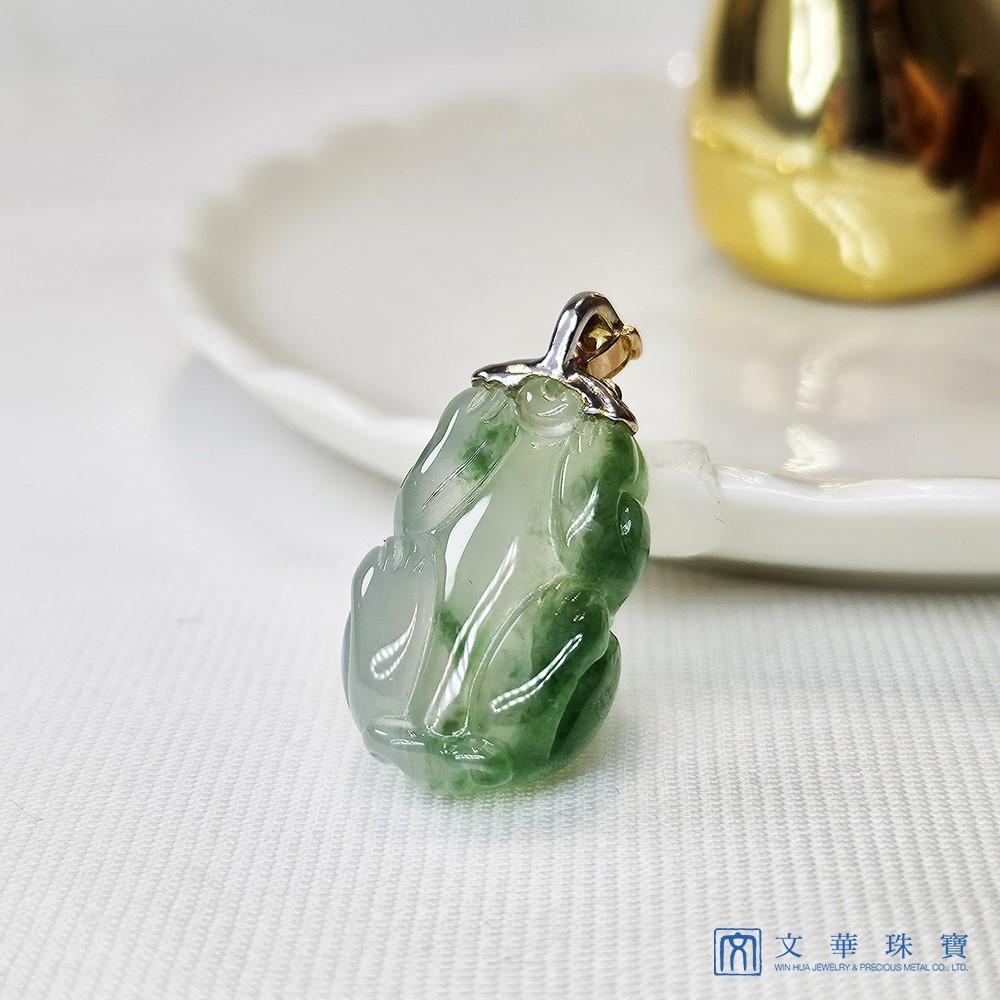 高冰飄綠貔貅玉墜