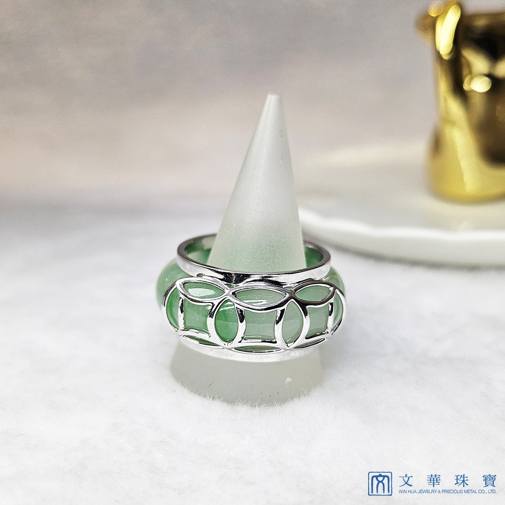 翡翠冰種翠綠玉圈戒 鑲鑽兩用款 國際圍11圍(已售出)