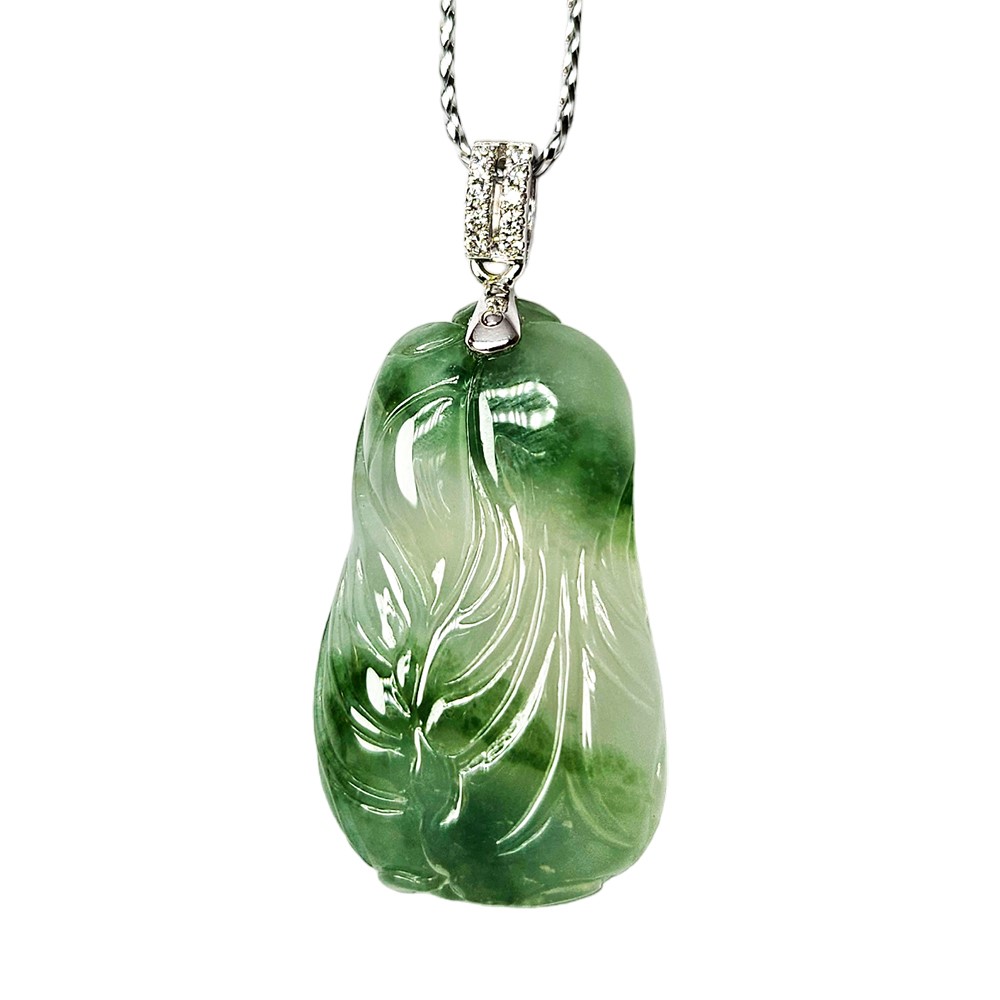 翡翠玻璃種小白菜玉墜