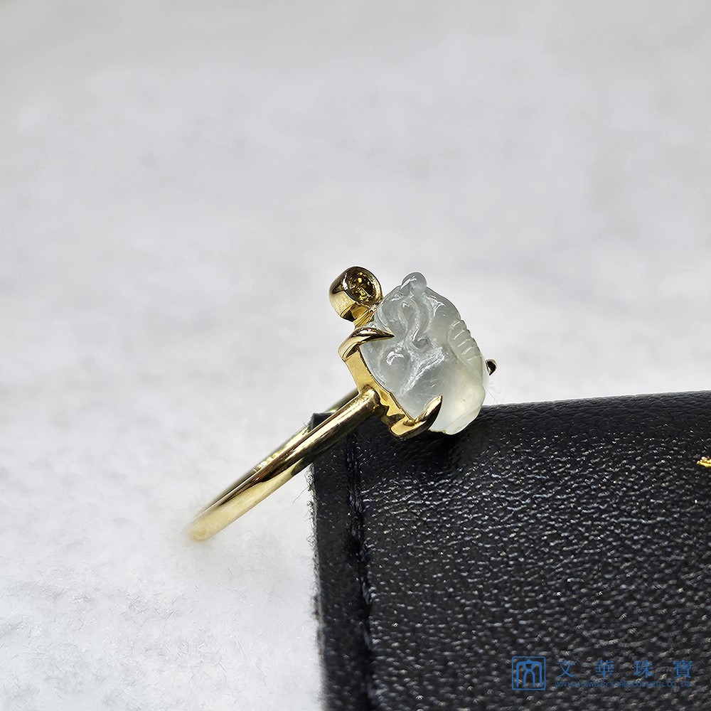 冰蟾黃K戒指 國際圍9圍