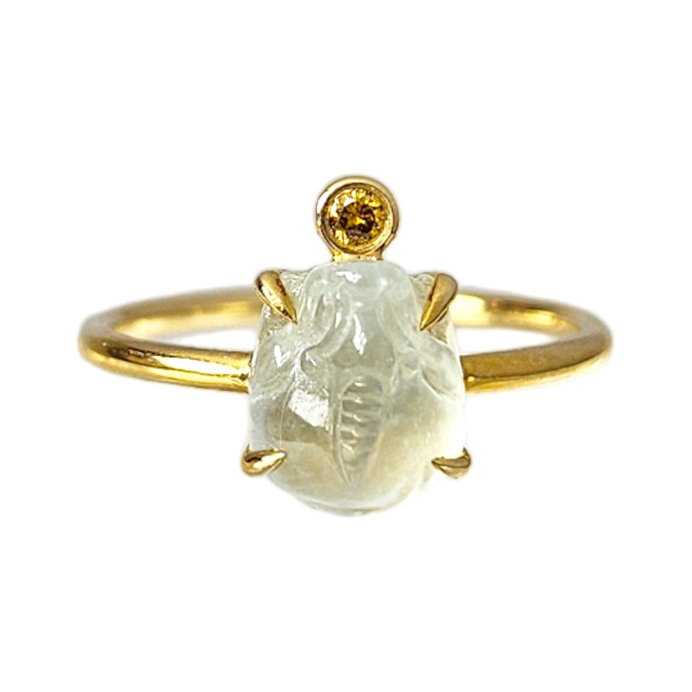 冰蟾黃K戒指 國際圍9圍