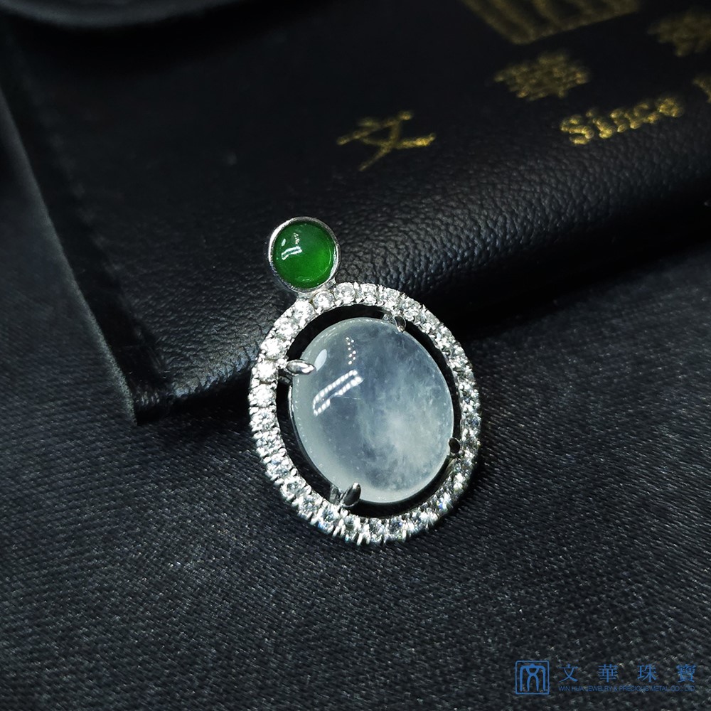 冰玻種蛋面鑽墜 不含鍊