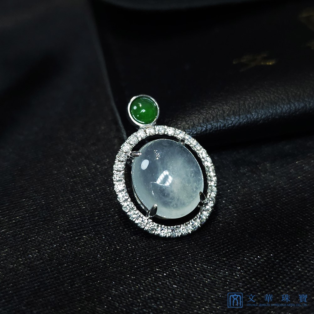 冰玻種蛋面鑽墜 不含鍊