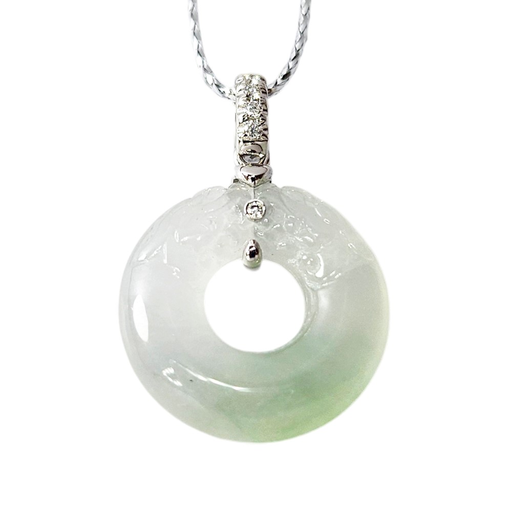 高冰雙龍玉扣鑽墜