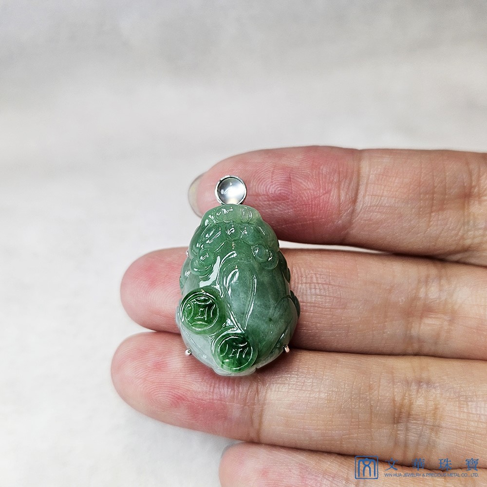 翡翠巧色古錢貔貅玉墜(已售出)