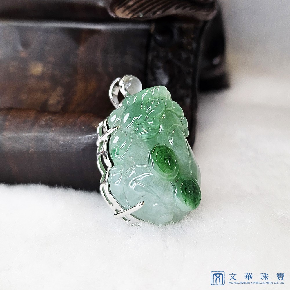 翡翠巧色古錢貔貅玉墜(已售出)