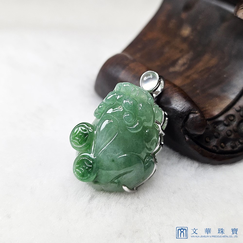 翡翠巧色古錢貔貅玉墜(已售出)