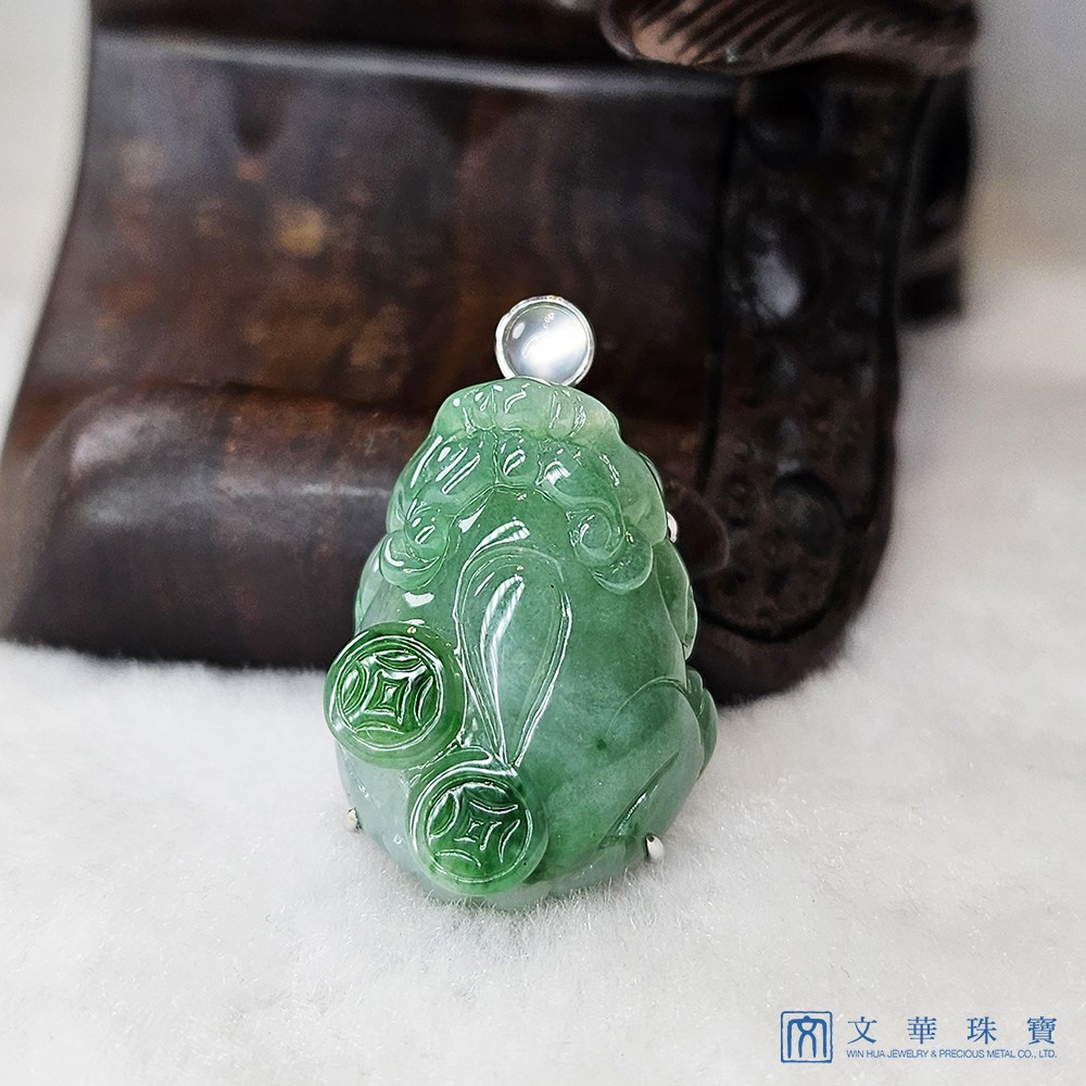 翡翠巧色古錢貔貅玉墜(已售出)