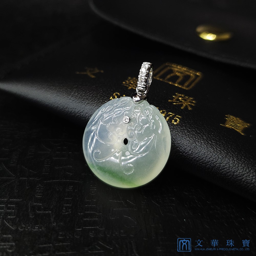 冰玻綠絲平安龍扣玉墜