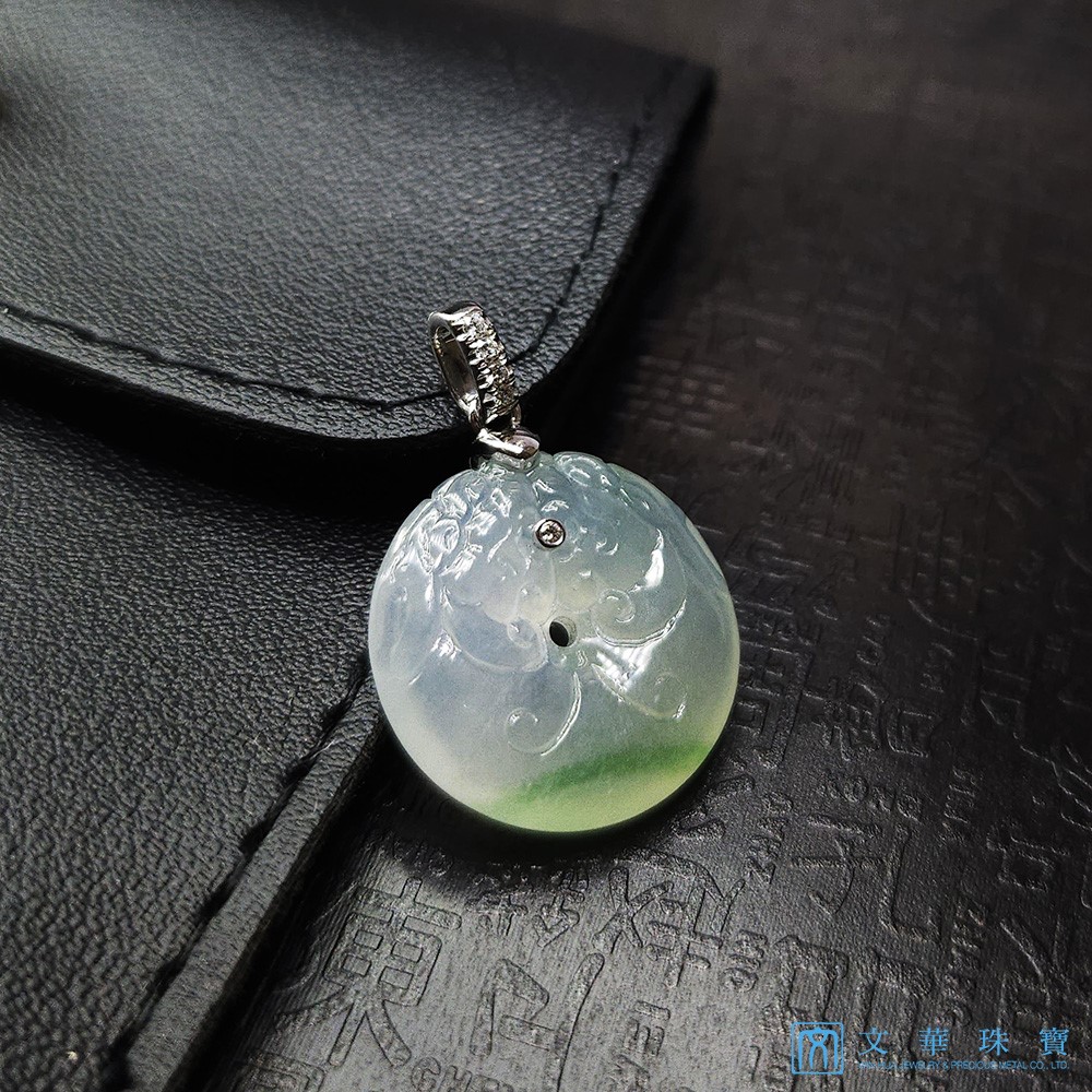 冰玻綠絲平安龍扣玉墜