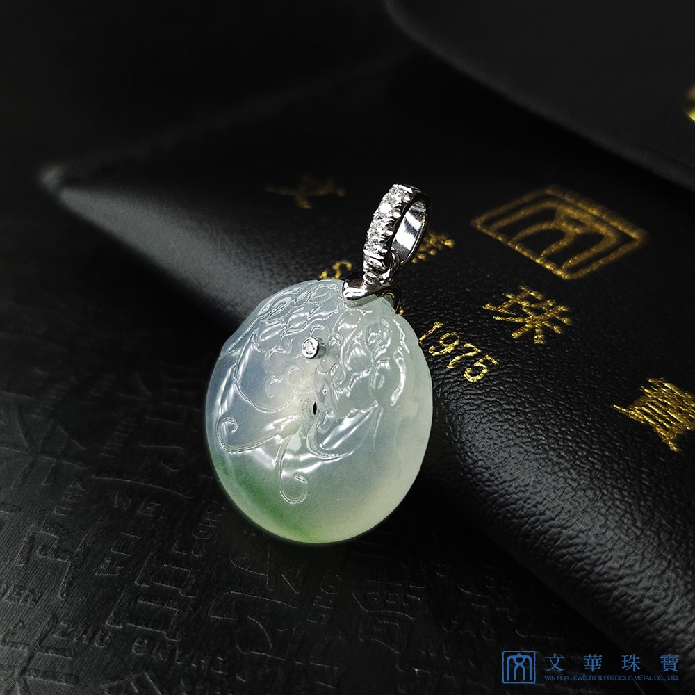 冰玻綠絲平安龍扣玉墜