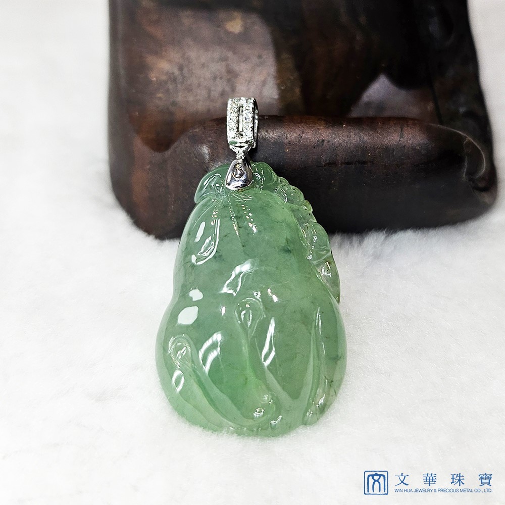 高冰歡喜佛手玉墜(附中國寶石證書)