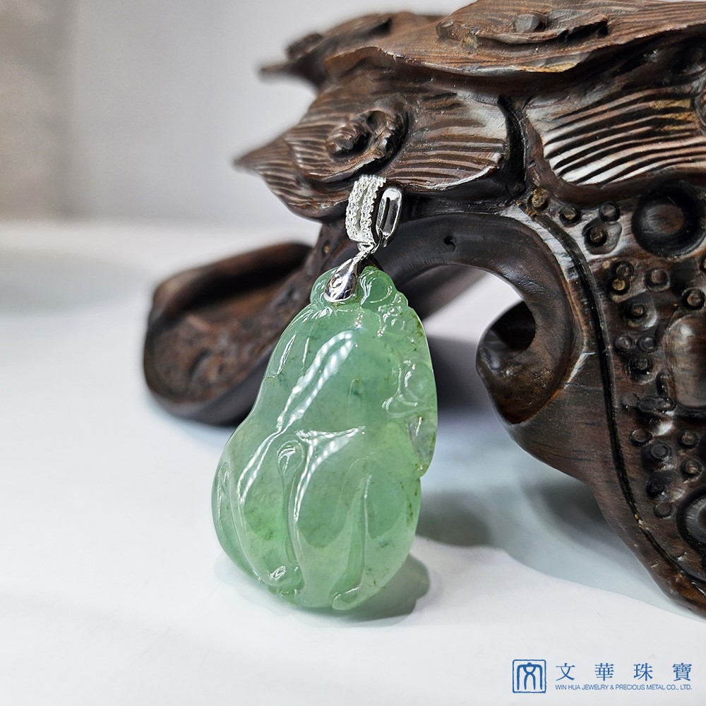 高冰歡喜佛手玉墜(附中國寶石證書)